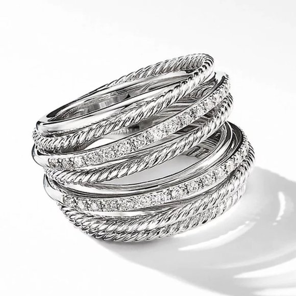 New 925 Sterling Silver Diamond Halo Ring - Picture 3 of 5